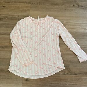 Pink and White Striped Long Sleeve Shirt